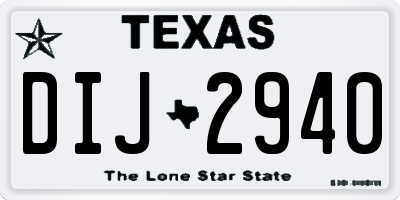 TX license plate DIJ2940