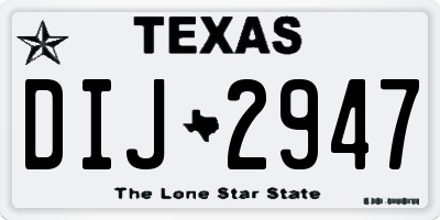 TX license plate DIJ2947