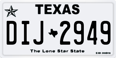 TX license plate DIJ2949