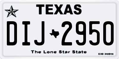 TX license plate DIJ2950