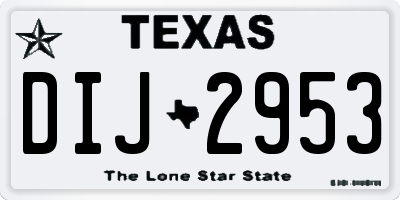 TX license plate DIJ2953