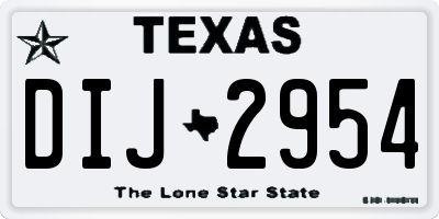 TX license plate DIJ2954