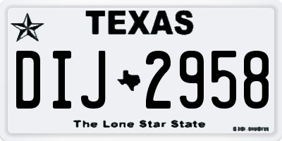 TX license plate DIJ2958