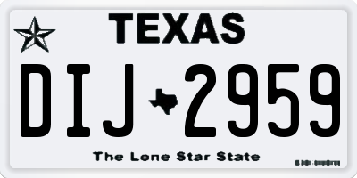 TX license plate DIJ2959
