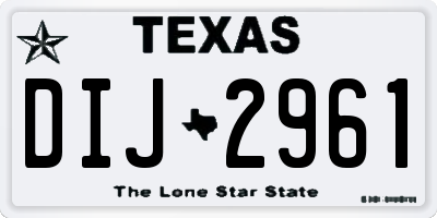 TX license plate DIJ2961