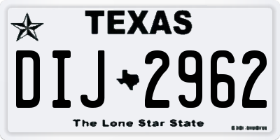 TX license plate DIJ2962