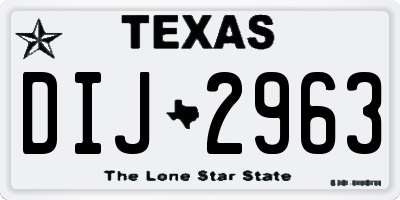 TX license plate DIJ2963