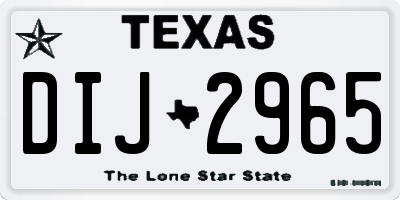 TX license plate DIJ2965