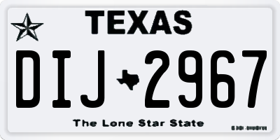 TX license plate DIJ2967