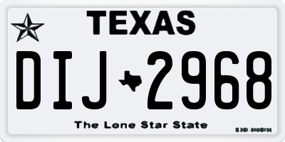 TX license plate DIJ2968
