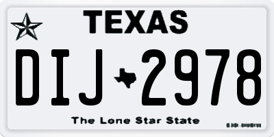 TX license plate DIJ2978