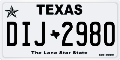 TX license plate DIJ2980