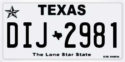 TX license plate DIJ2981