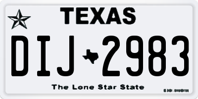 TX license plate DIJ2983