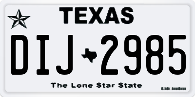 TX license plate DIJ2985