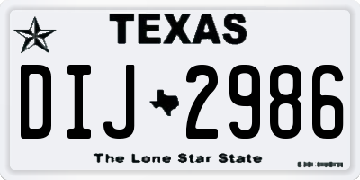 TX license plate DIJ2986
