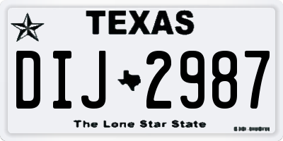 TX license plate DIJ2987