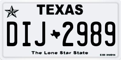 TX license plate DIJ2989