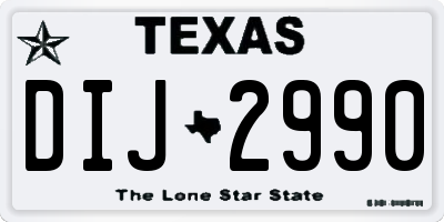 TX license plate DIJ2990