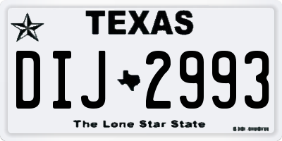 TX license plate DIJ2993