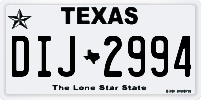 TX license plate DIJ2994