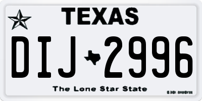 TX license plate DIJ2996