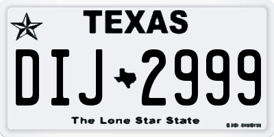 TX license plate DIJ2999