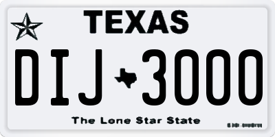 TX license plate DIJ3000