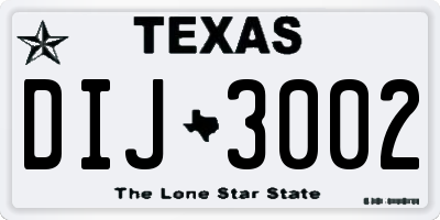 TX license plate DIJ3002