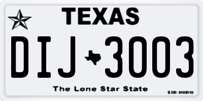 TX license plate DIJ3003