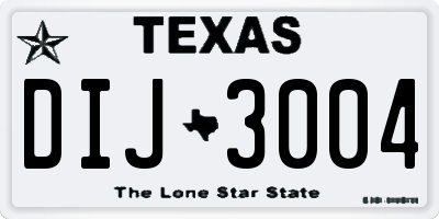TX license plate DIJ3004