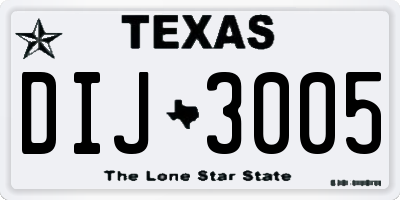TX license plate DIJ3005
