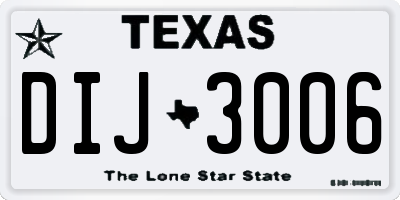 TX license plate DIJ3006