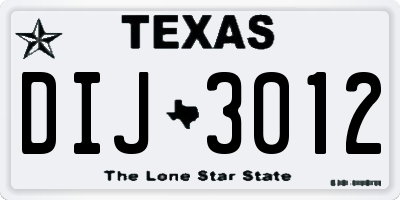 TX license plate DIJ3012