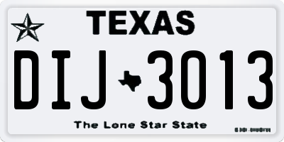 TX license plate DIJ3013