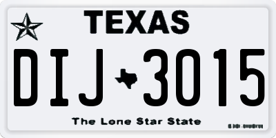 TX license plate DIJ3015