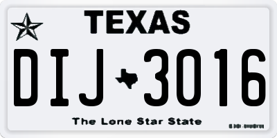 TX license plate DIJ3016