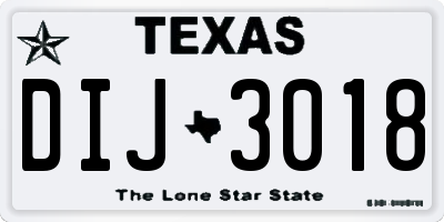 TX license plate DIJ3018