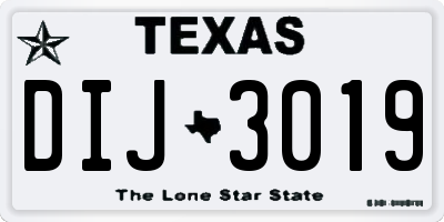 TX license plate DIJ3019