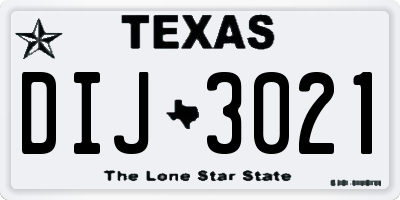 TX license plate DIJ3021