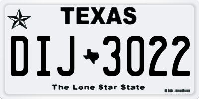 TX license plate DIJ3022