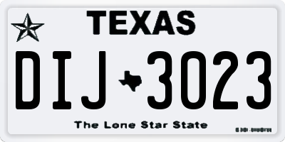 TX license plate DIJ3023