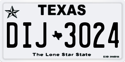 TX license plate DIJ3024
