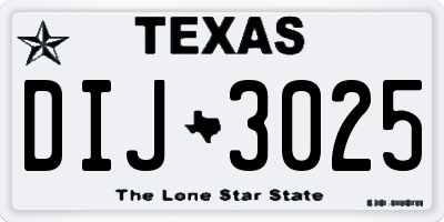 TX license plate DIJ3025