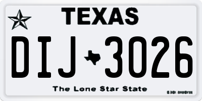 TX license plate DIJ3026