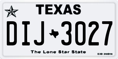 TX license plate DIJ3027