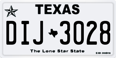 TX license plate DIJ3028