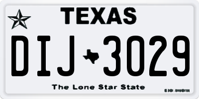 TX license plate DIJ3029