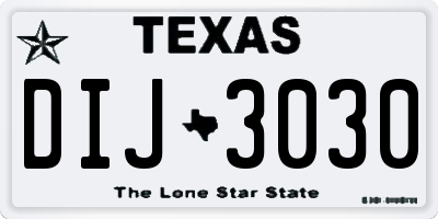 TX license plate DIJ3030