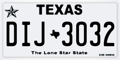 TX license plate DIJ3032